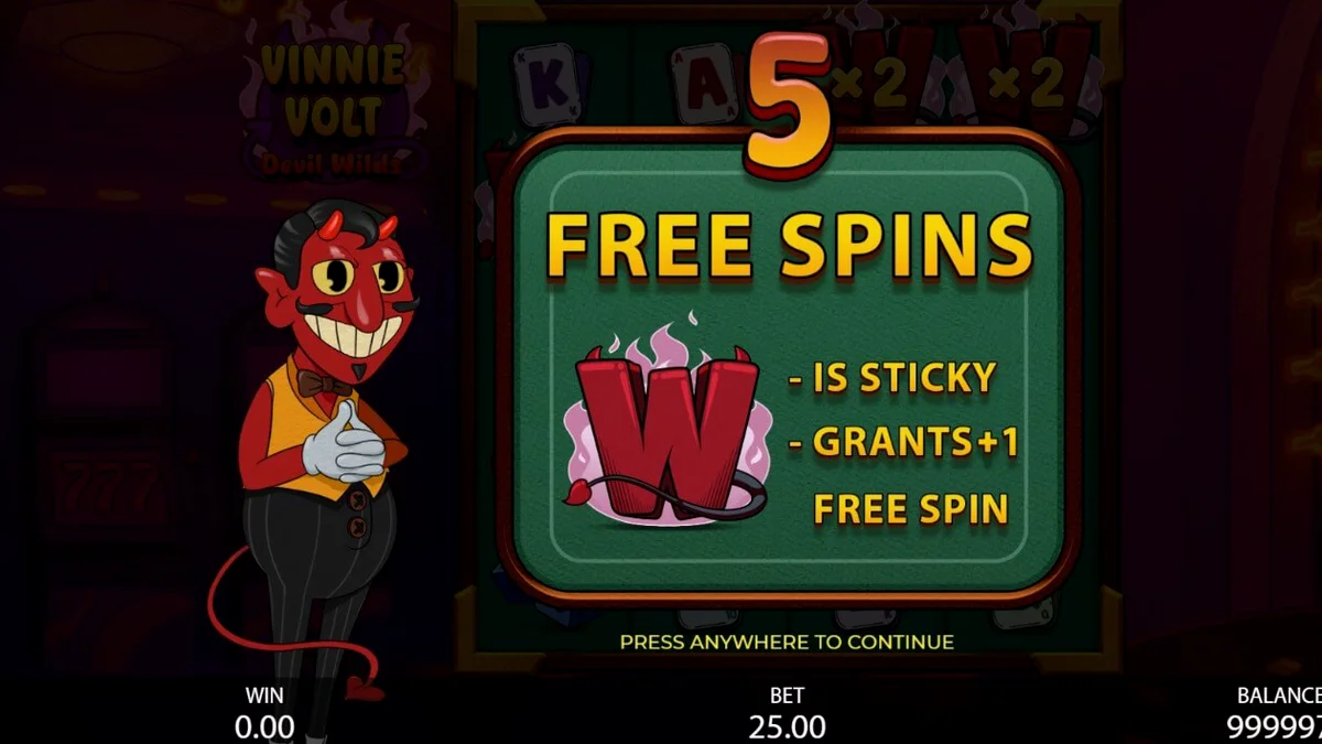 Vinnie Volt: Devil Wilds slot machine interface